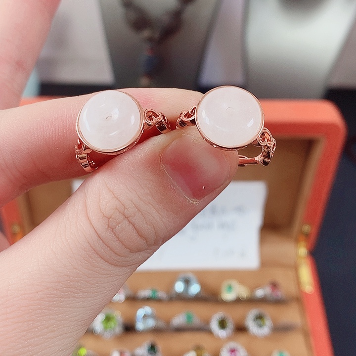 和田玉戒指银S925镶嵌