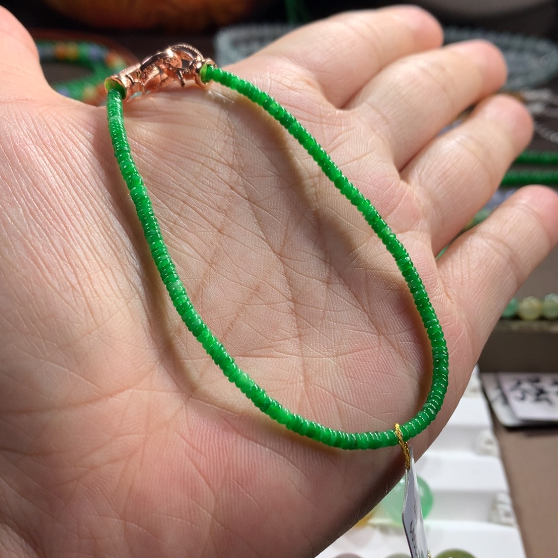 翡翠未镶嵌手链正阳绿迷你算盘手链卡2.6