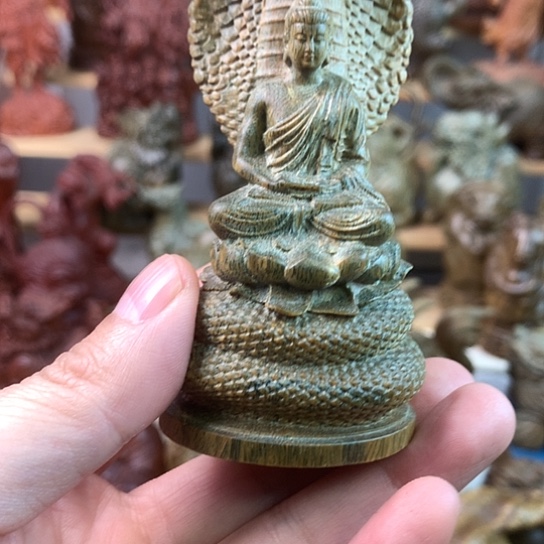 丿***子把件黄花梨/降香黄檀绿檀木蛇佛