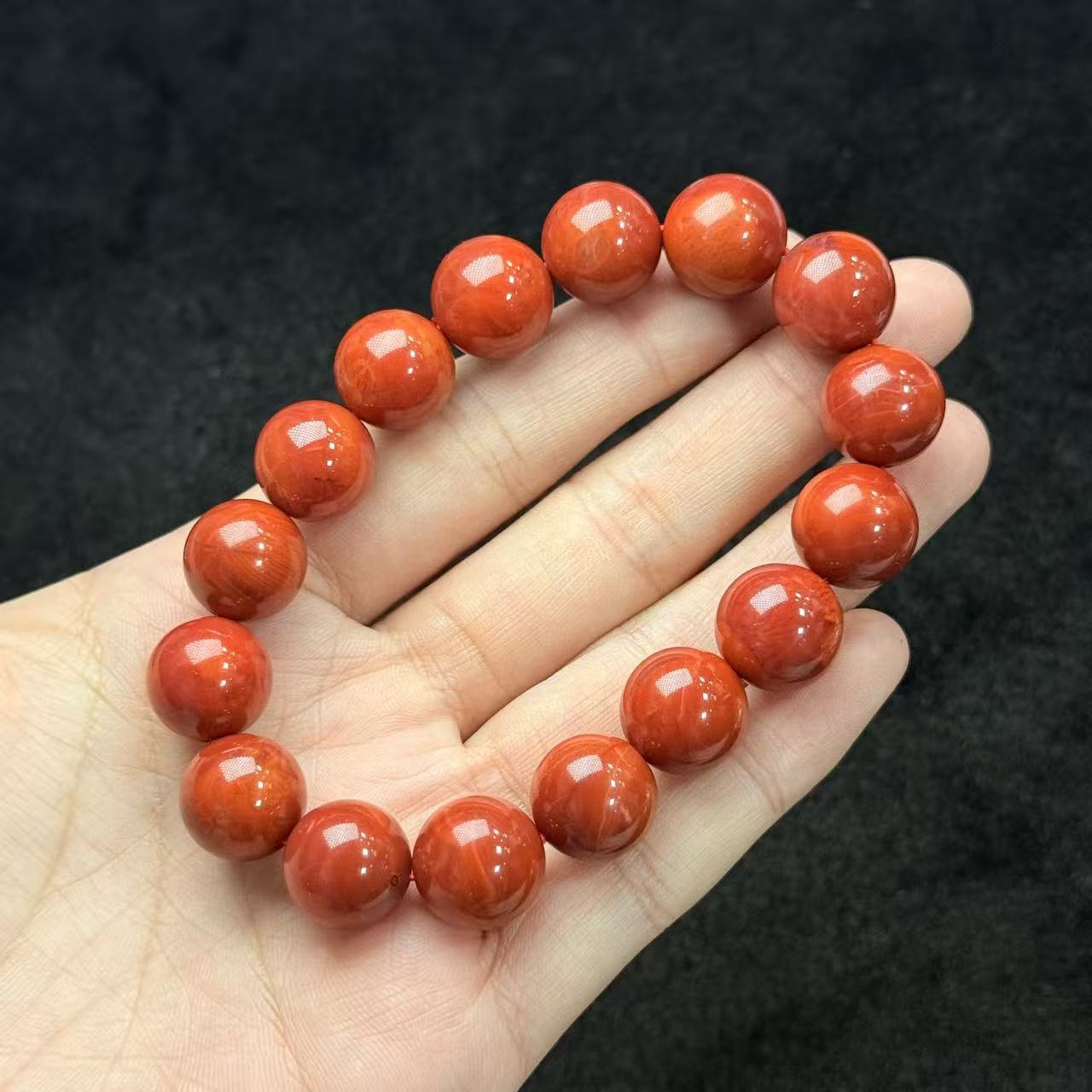 南红（玛瑙）南红圆珠手串-约13mm-T柯-多样性发货-A3972