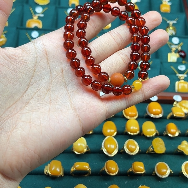 琥珀银S925镶嵌戒指