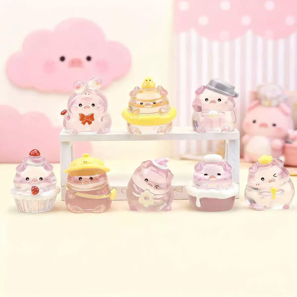 【高透甜品猪】直播拆创意可爱立体树脂工艺diy摆件