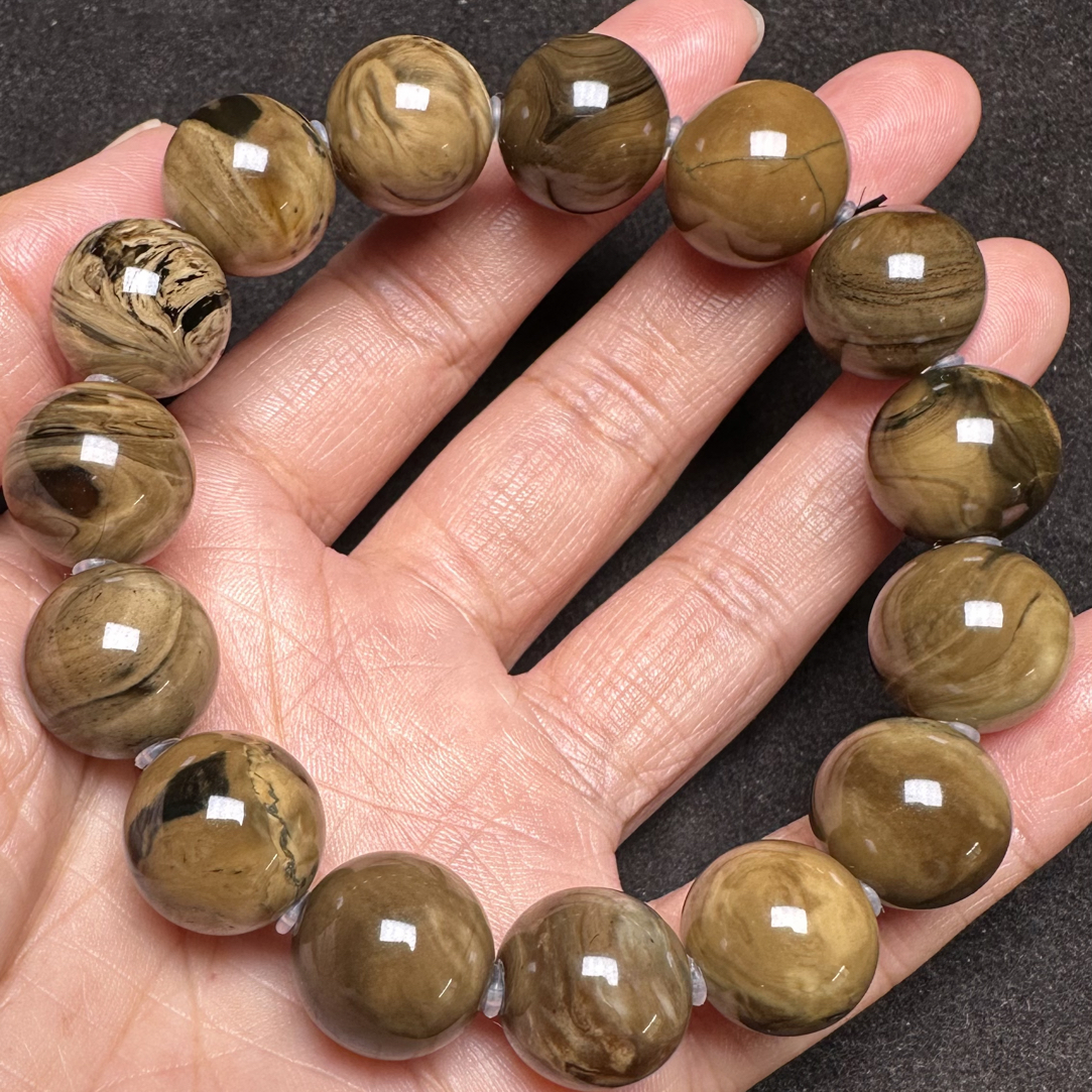 天然缅甸琥珀老油根蜡手串卡14，无冰裂瑕疵源头工厂直销一物一证