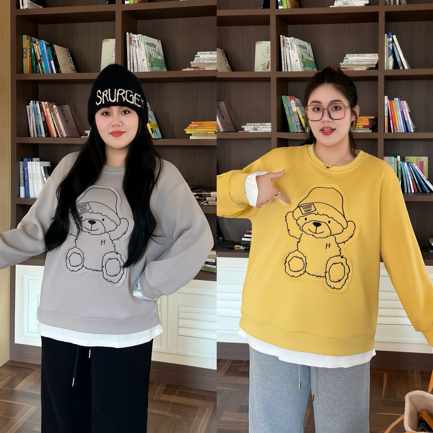 花契“暮雪时光”大码女装冬季显瘦200斤胖mm韩系加绒卫衣16005-F