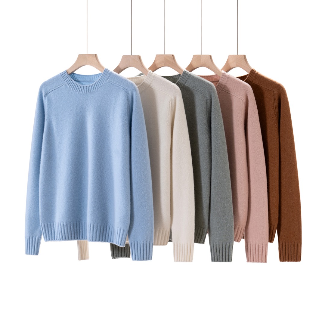 【缤彩系】软糯山羊绒衫女加厚圆领宽松毛衣套头显瘦秋冬针织打底