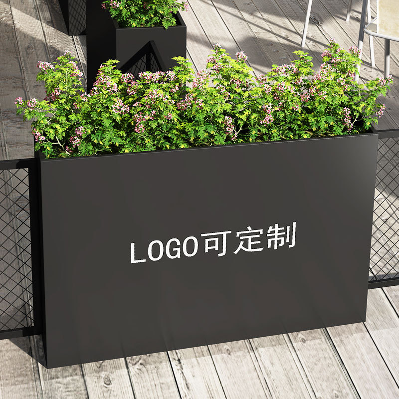 户外铁艺圆筒花钵售楼部花坛花箱不锈钢花箱外摆围栏网格组可定制