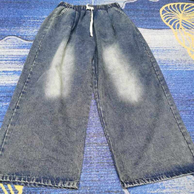 852水洗炒色牛仔阔腿裤卫裤