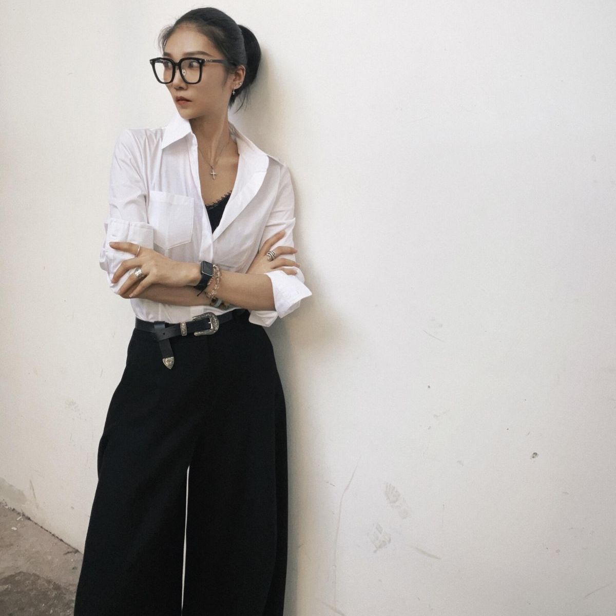 阿家专柜正品显瘦收腰法式通勤长袖衬衫 530022-1130161