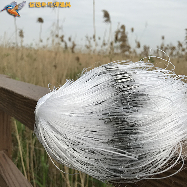 振远翠鸟牌长条底坠白丝白浮柔丝1米至3米高80米长捕鱼网三层沉网