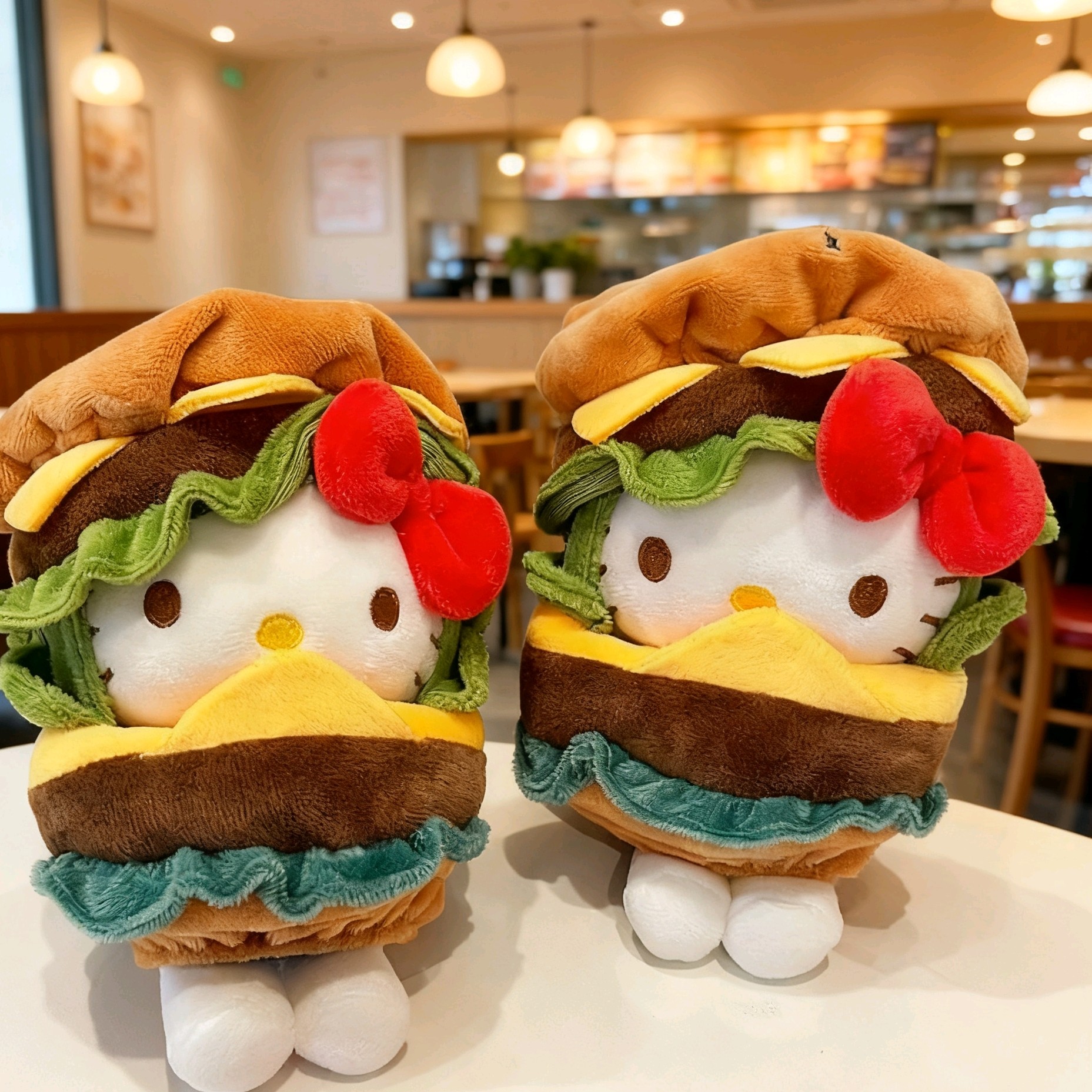 【kt包挂】正版汉堡Kitty可爱少女包挂毛绒玩偶生日礼物手工diy挂件