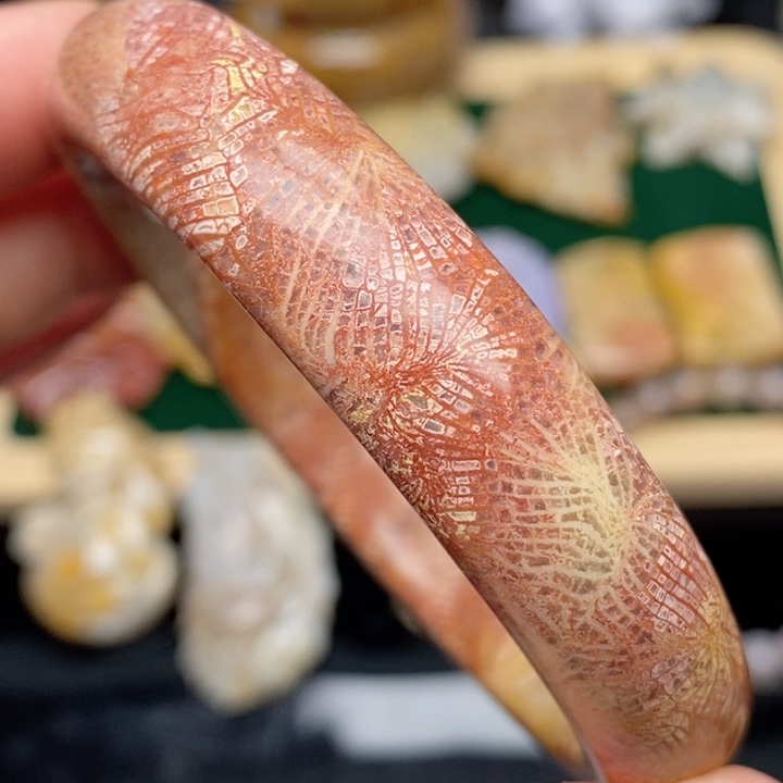 硅化珊瑚（珊瑚玉）手镯未镶嵌60