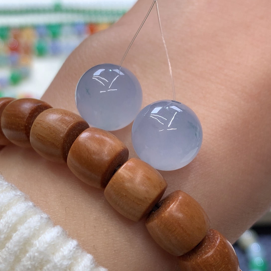 定制翡翠未镶嵌 毛货抛光定制 蓝紫对珠 卡11.5 起冰起胶 f 买断