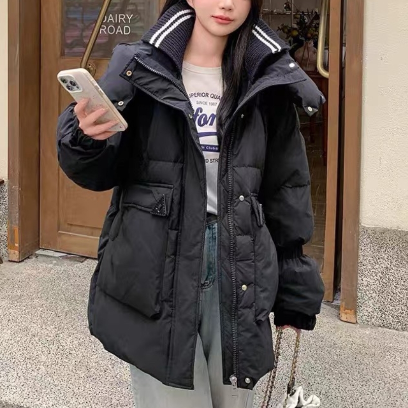 278新款宽松休闲百搭中长款羽绒外套