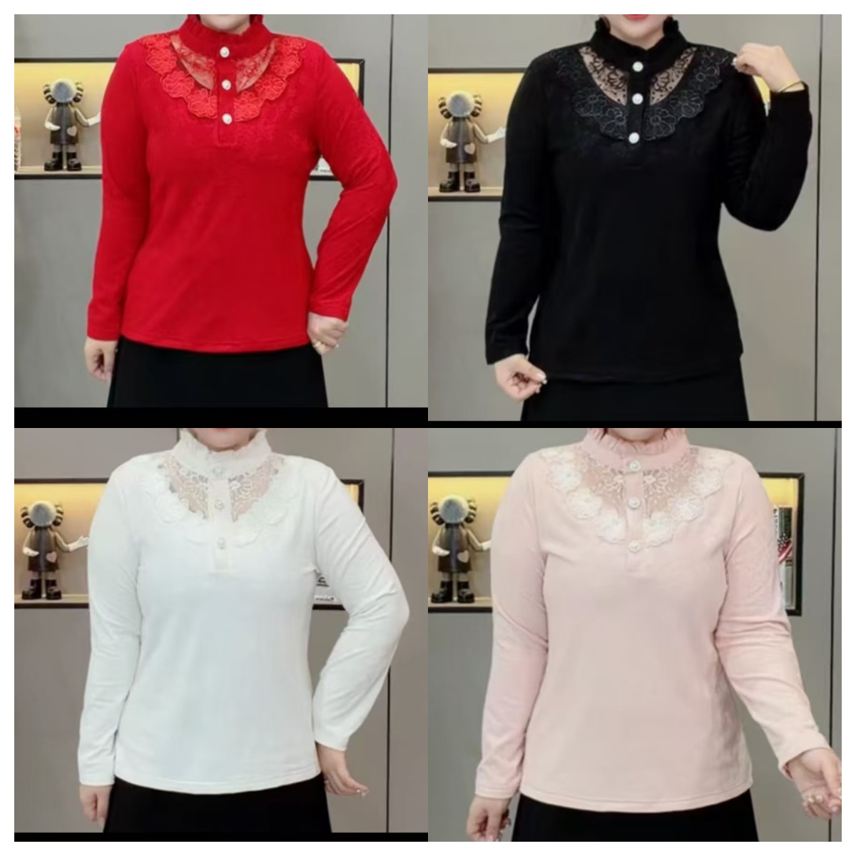 2528洋气花边加绒时装衫