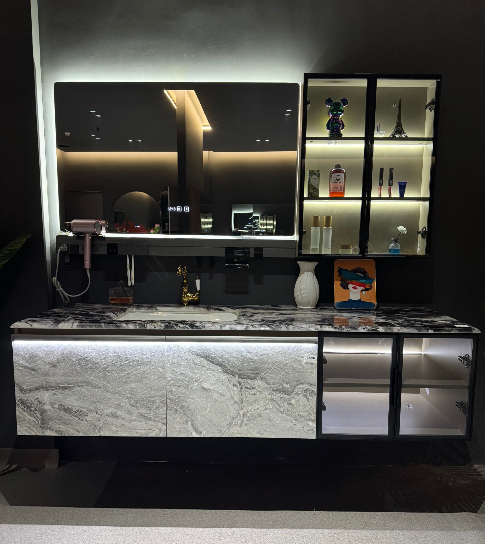 酒店风奢石大理石盆浴室柜组合卫生间洗漱洗手台