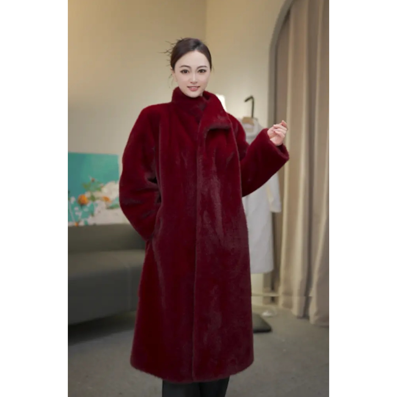 2025秋冬季新款大码韩版仿獭兔毛加厚女长款毛毛外套环保皮草大衣