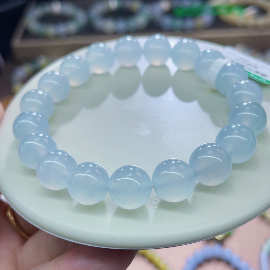 未镶嵌手链翡翠很纯净冰胶蓝底卡10