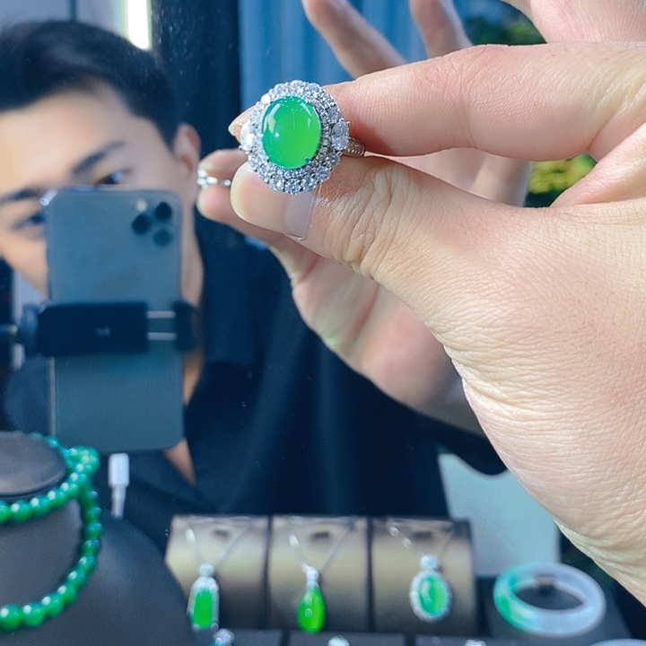 玛瑙/玉髓戒指银S925镶嵌