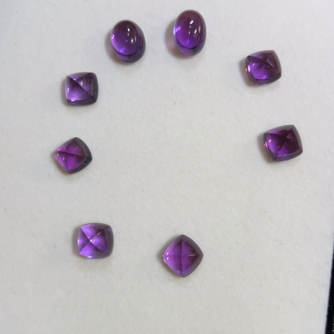 珠宝半成品未镶嵌紫晶52.37CT  8粒
