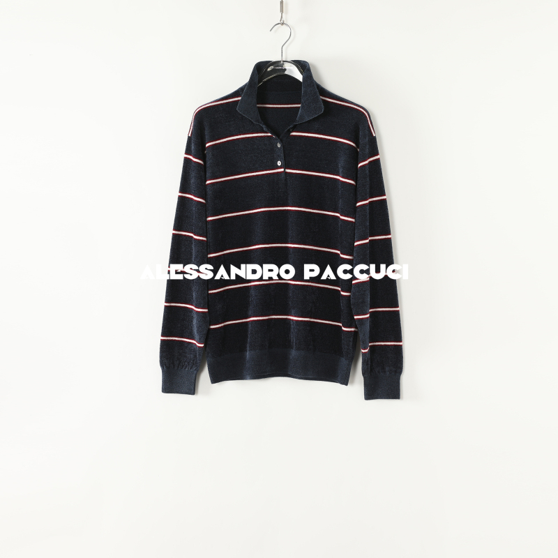 AP洛哥53104ST【复古日记】POLO领撞色条纹时尚百搭合身版套头衫