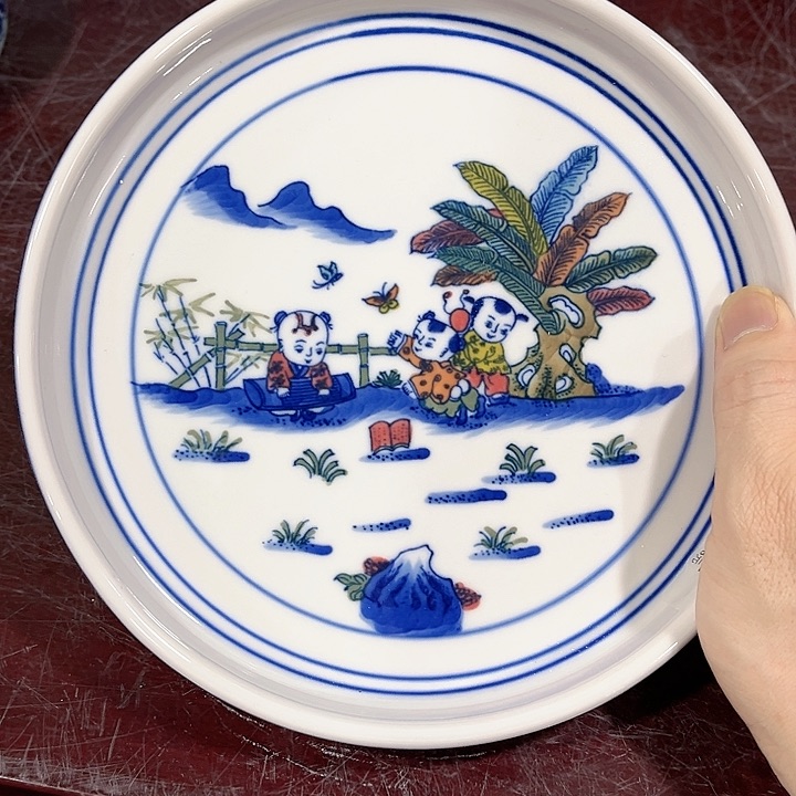 瓷片/////景德镇陶瓷茶盘。红。