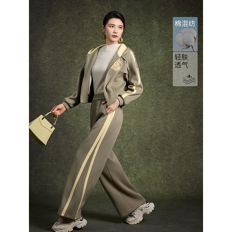 【松弛肆意】BBLLUUEE粉蓝衣橱2026春女装新款休闲感简约卫衣套装