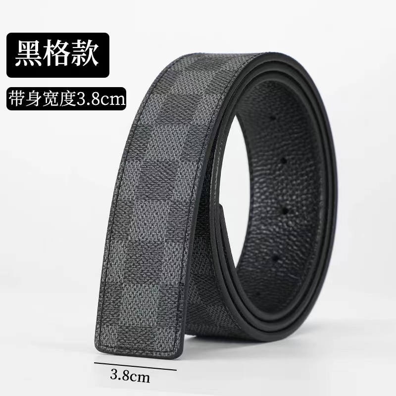 LZJV不带头格子纹皮带男打孔真皮针扣适用带身无扣头单腰带条