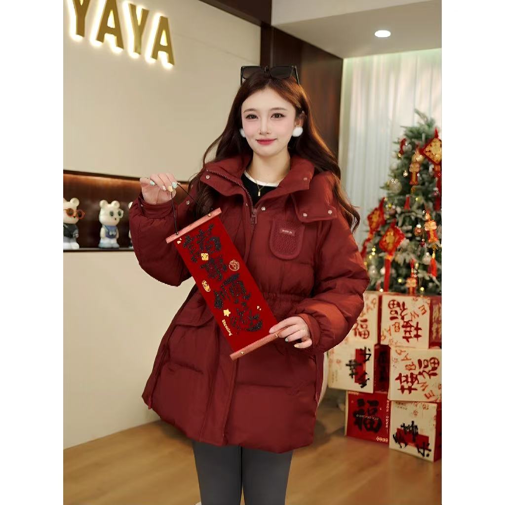 YAYA/鸭鸭2025新款中长款羽绒服加厚宽松连帽保暖外套25Y002