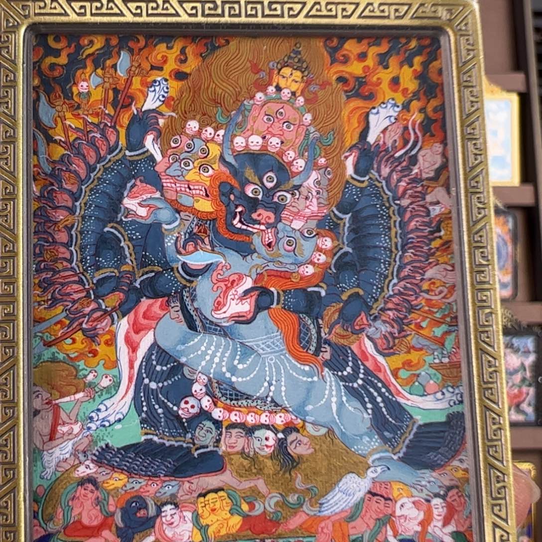 奶***糖吊坠大威德唐卡绘画作品