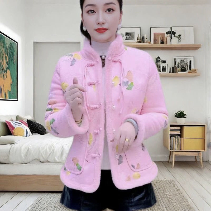 外套棉袄加绒加厚棉衣中式复古国风保暖盘扣新款冬季棉服外套女