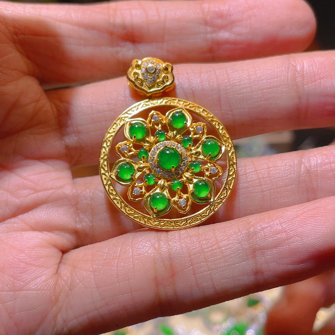 翡翠吊坠(不含链)银S925镶嵌