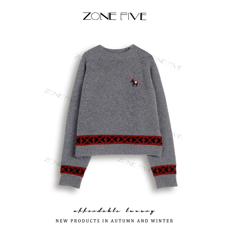 【zonefive】100%绵羊毛柔软长款衫秋冬百搭长袖针织套头毛针织衫