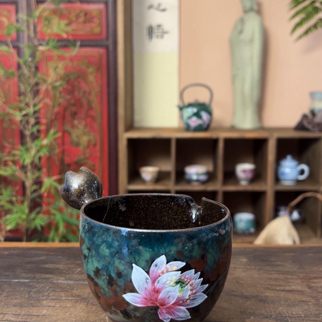 杯柴烧手工手绘陶瓷