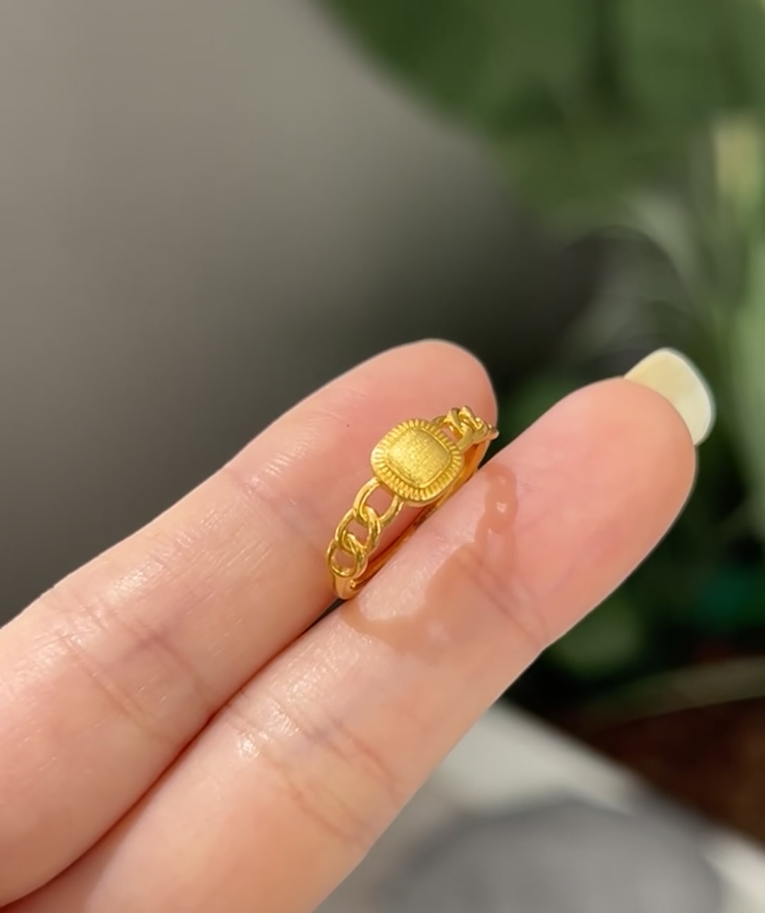 SUNFEEL/赛菲尔【二店】足金999方糖链条黄金戒指5G工艺精致高级感