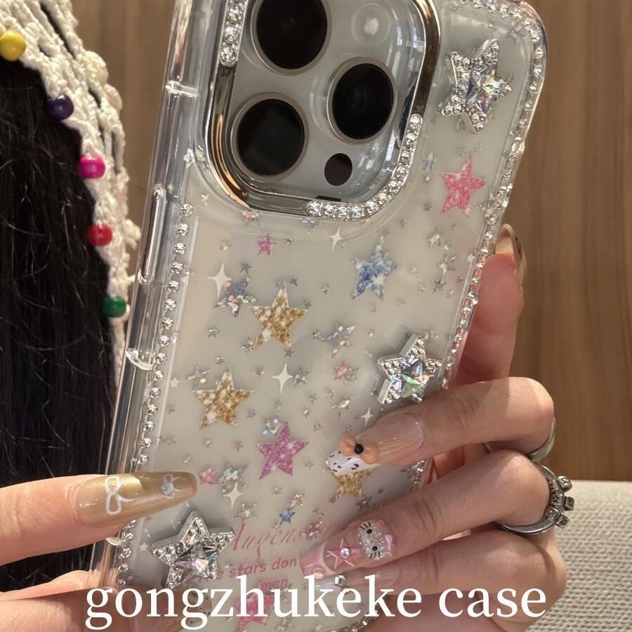 ins彩色点钻星星适用iPhone16promax手机壳苹果15新款14防摔13/12