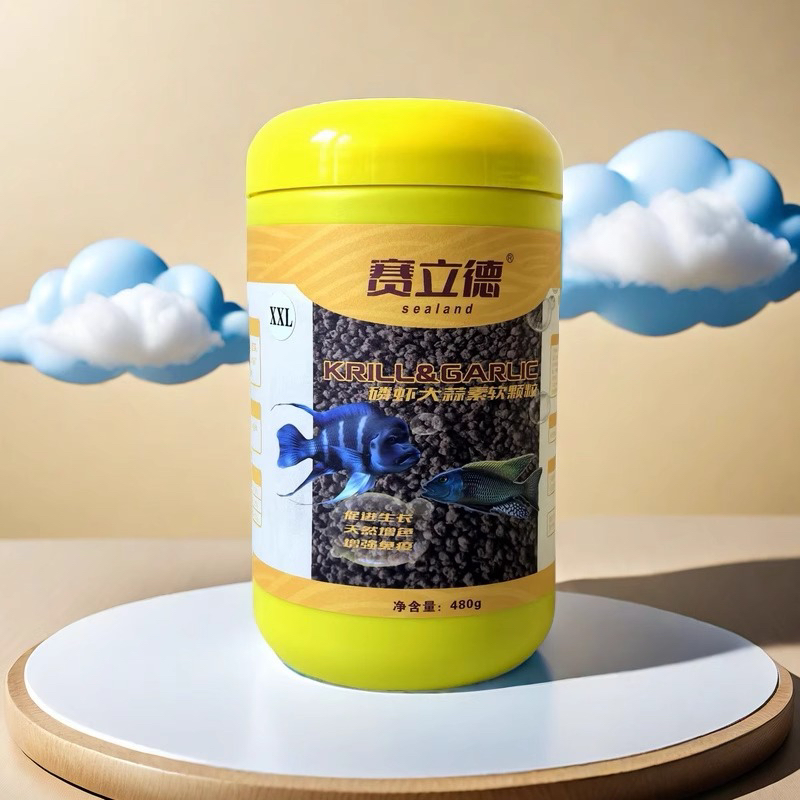 赛立德三湖慈鲷饲料含螺旋藻磷虾大蒜素成长颗粒薄片鱼食