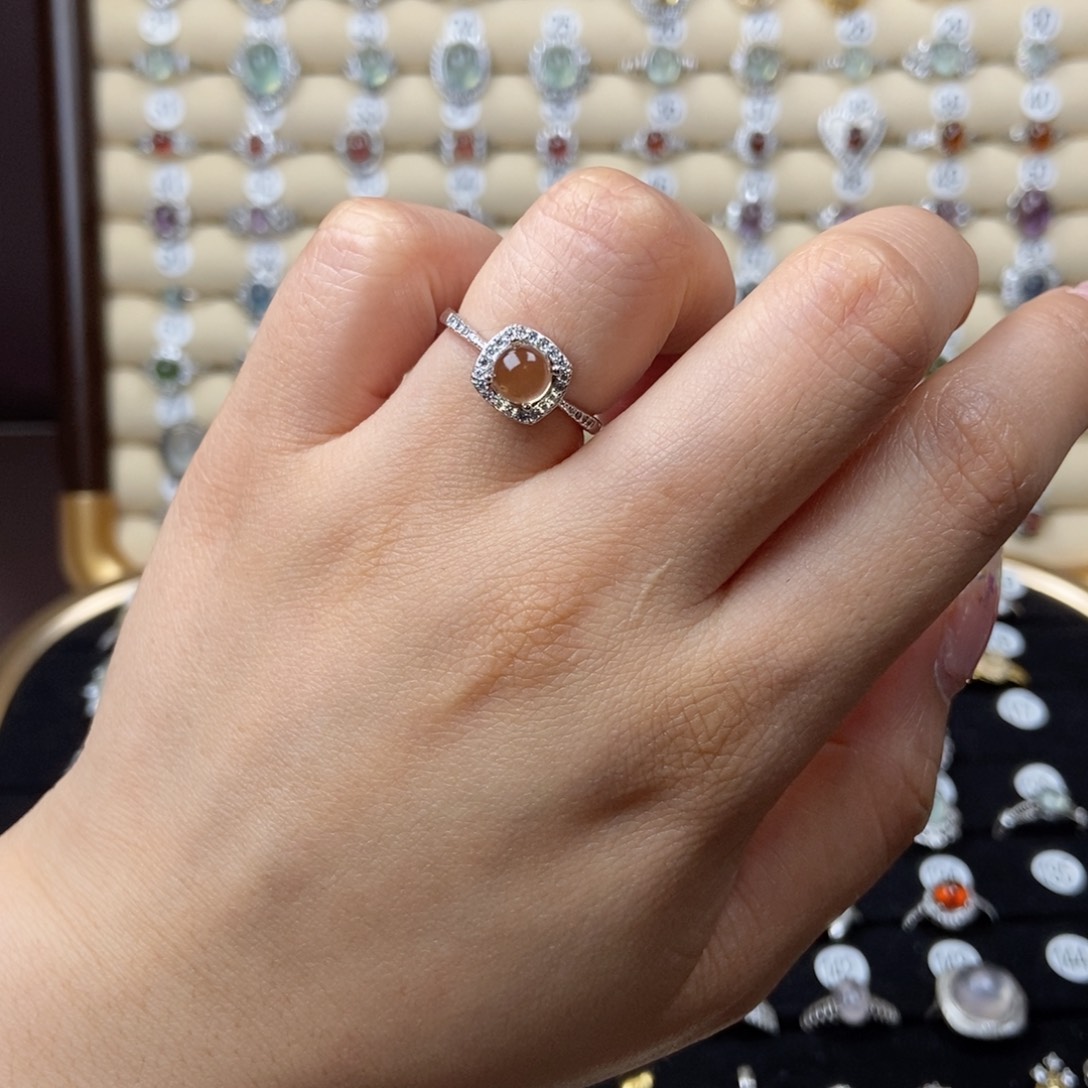 黄晶戒指银S925镶嵌妮*