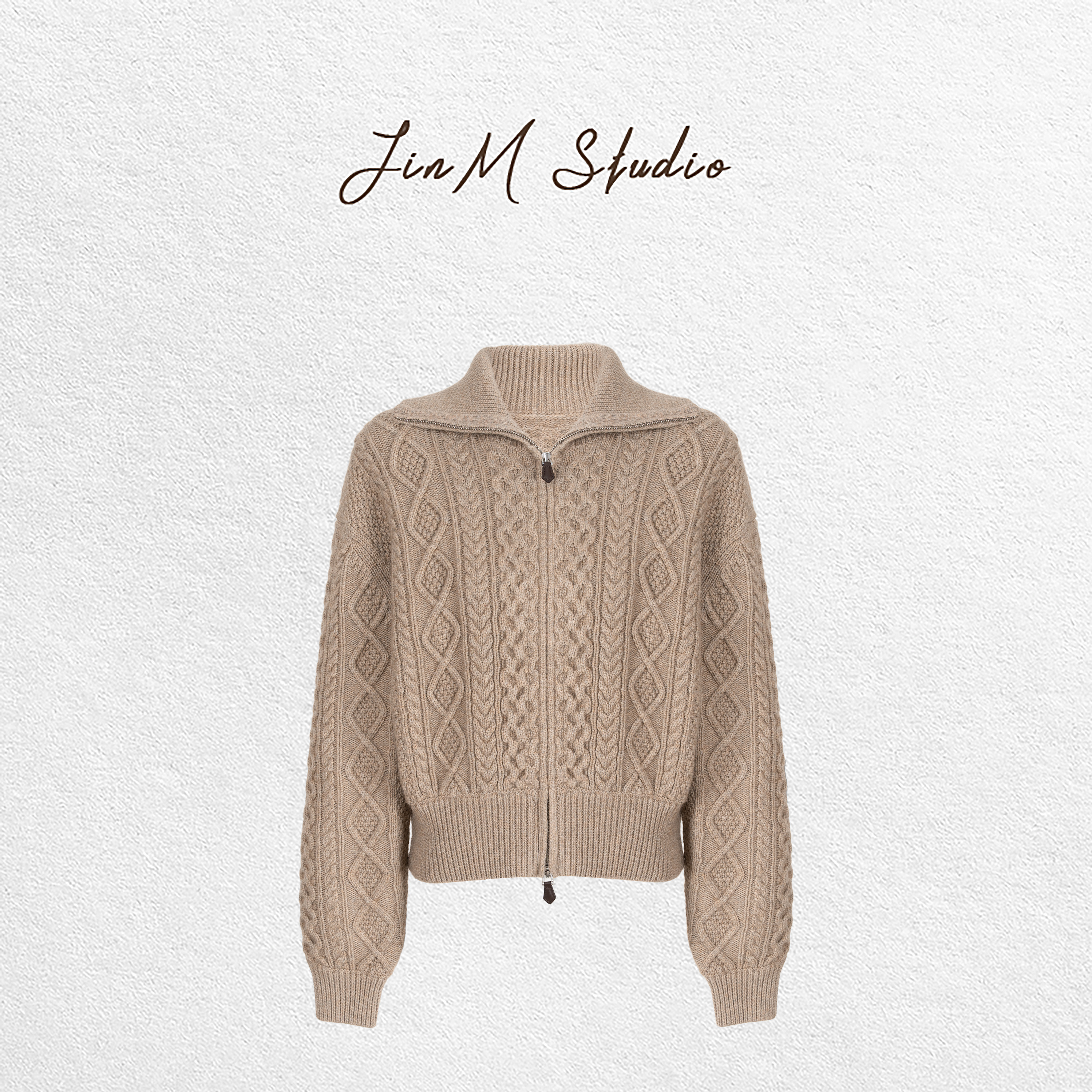 Jinmstudio丨【璀璨雕刻】100康赛妮羊绒绞花针织外套602501A6725