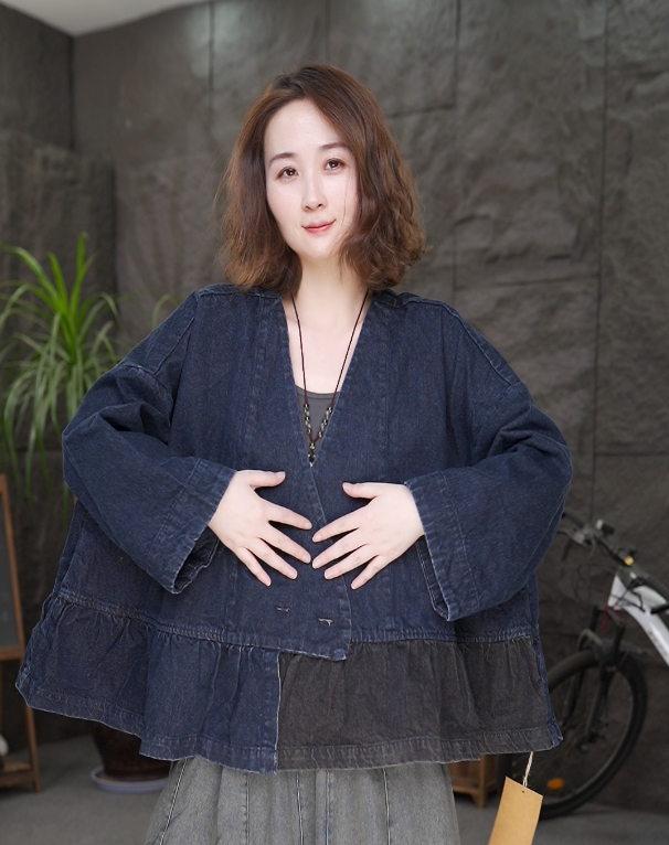 【时尚风外套】蝙蝠袖春秋季设计款时尚短外套斜襟上衣女摩斯风