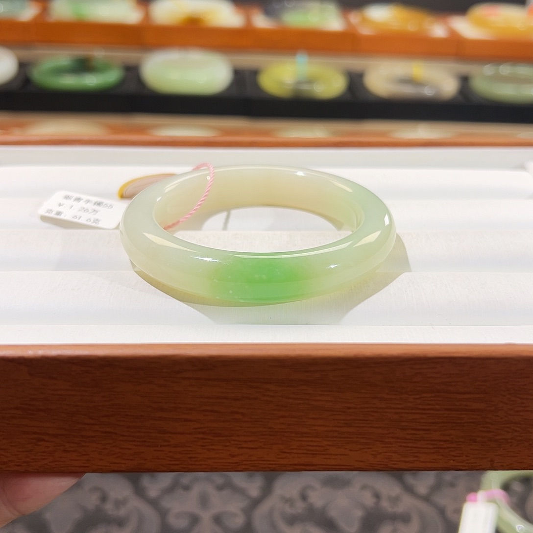 和田玉手镯未镶嵌  【翠青】白翠