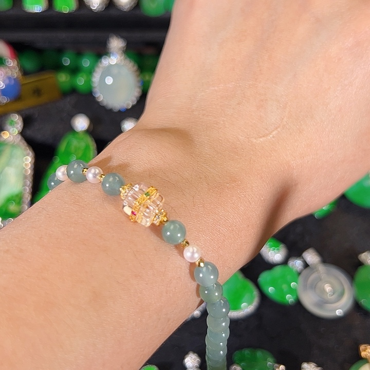 翡翠银S925镶嵌颈饰手链