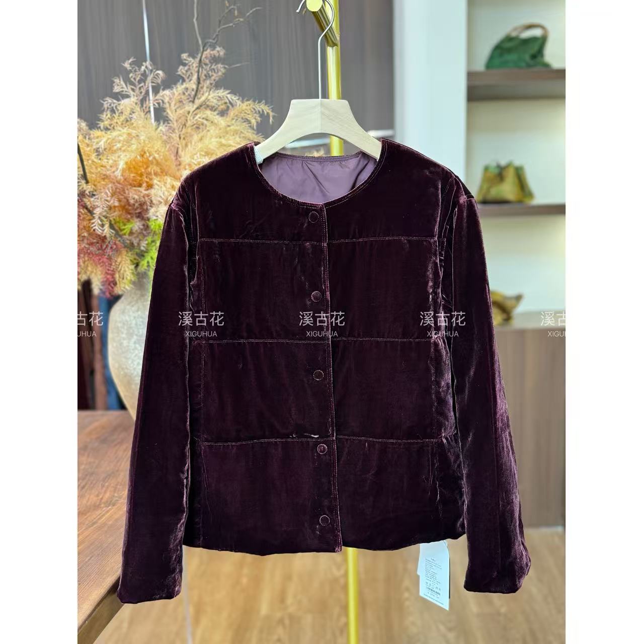 【满堂春】2025冬季新款桑蚕丝真丝绒鹅绒服女百搭高级加厚外套