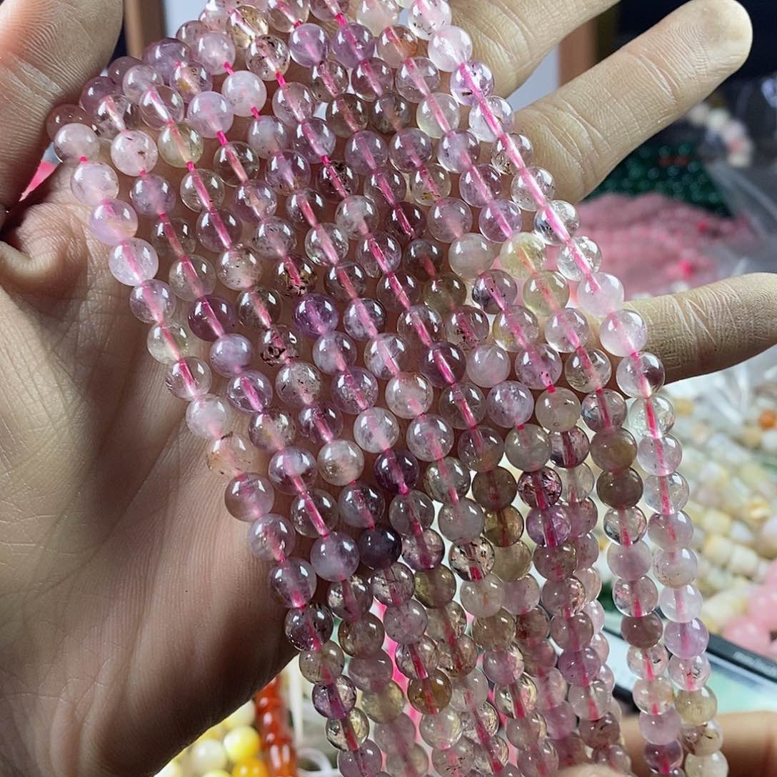 玛瑙/玉髓珠宝半成品合金一条天然6.6mm超七水晶A级
