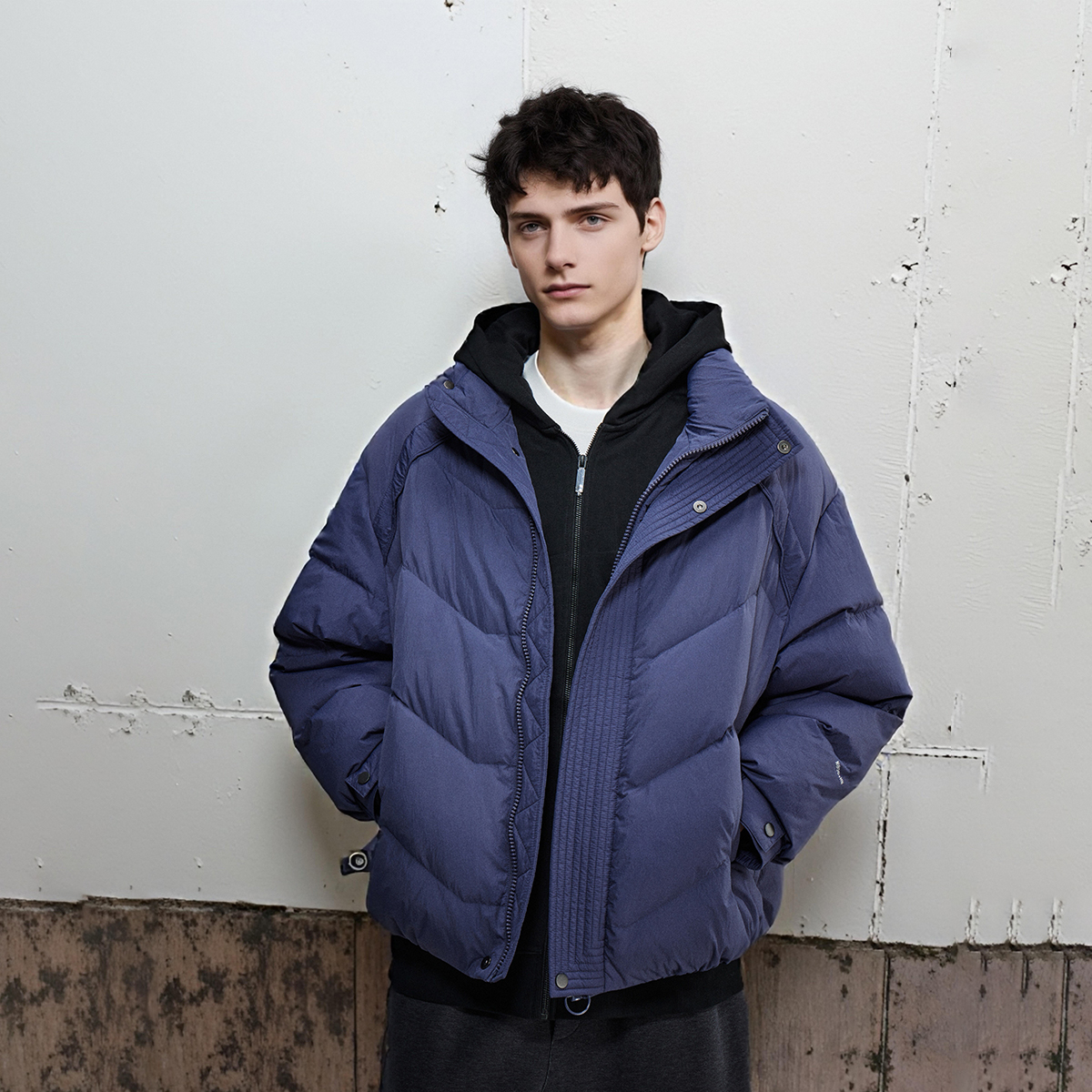 冬季90白鸭绒休闲短款立领夹克无帽男款Boxy版型羽绒服加厚外套