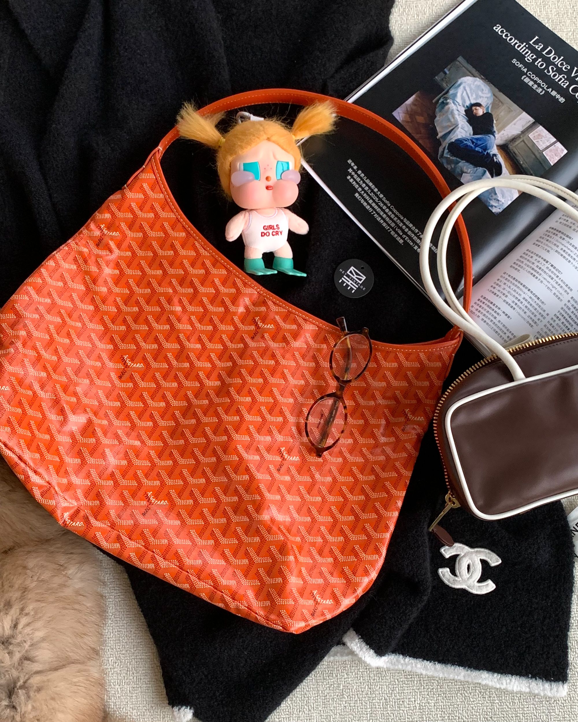 95新 Goyard 橘色老花hobo包  34cm 18157591