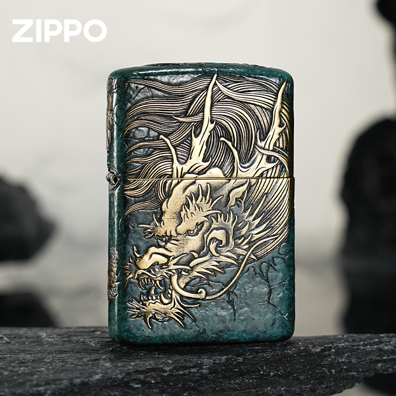 Zippo打火机五面浮雕苍龙出山千语老公礼物高级正品原装防风DYJ1