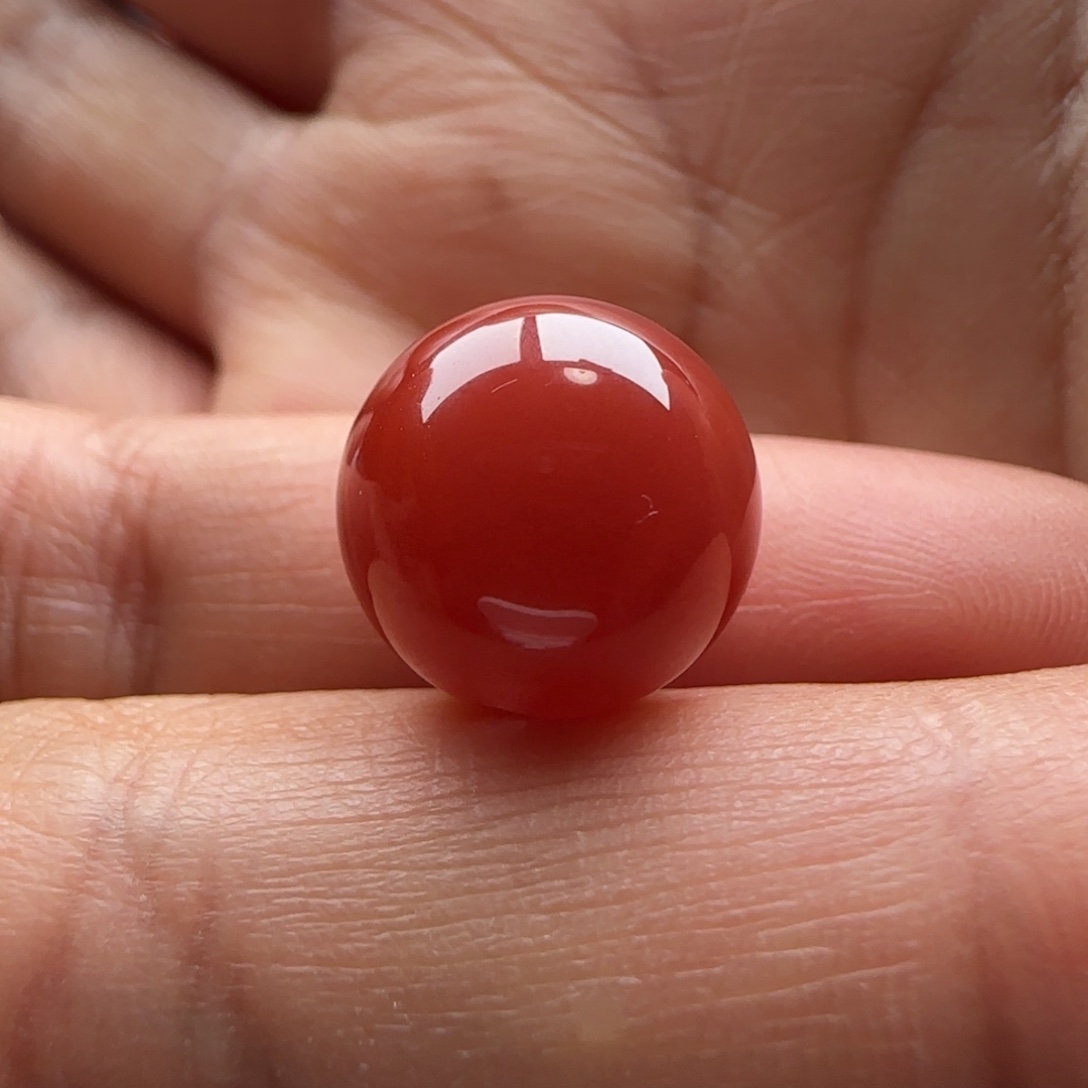 南红玛瑙未镶嵌圆珠13孔边白纹