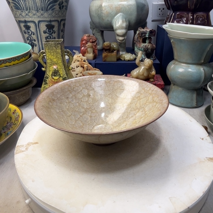 摆件用****4官瓷斗笠碗摆件1