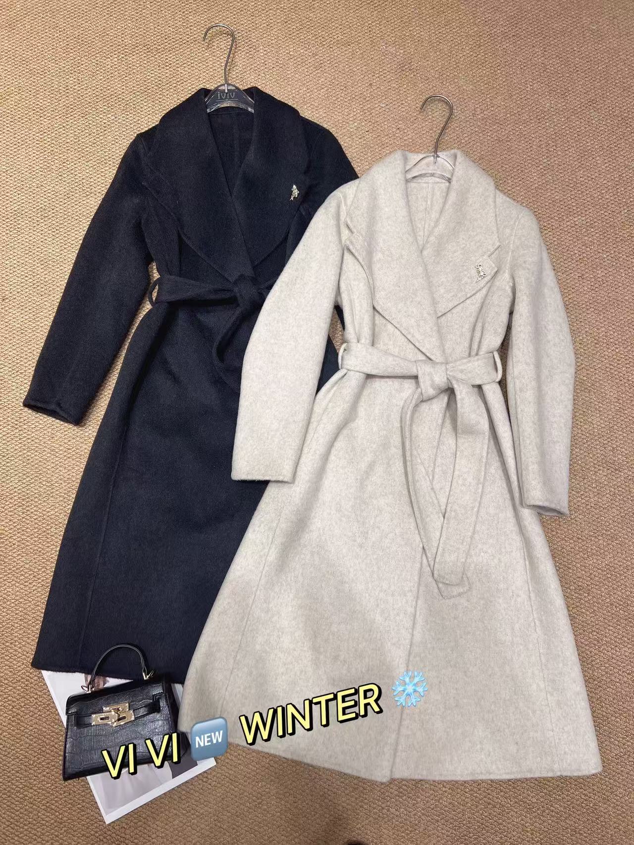 高级感双面中长款外套2025法式长袖设计感气质外套