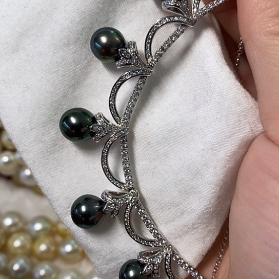 海水珍珠颈饰银S925镶嵌9-10